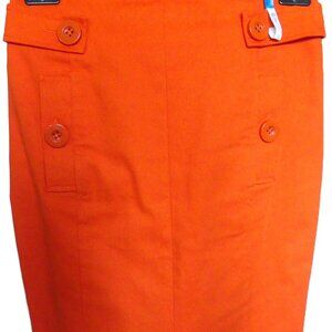 Magaschoni Early 2000s Orange Pencil Cotton Blend Twill Skirt USA Size 6